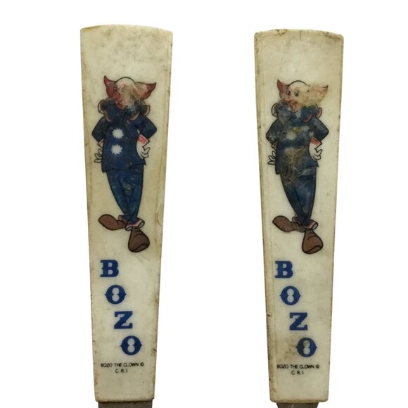 VTG BOZO The Clown Child's Spoon Fork Plastic Handles 1950s Capital Records Inc - Picture 4 of 4